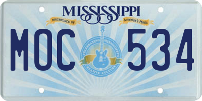 MS license plate MOC534