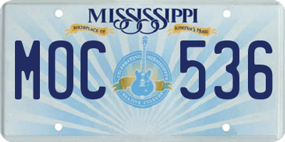 MS license plate MOC536