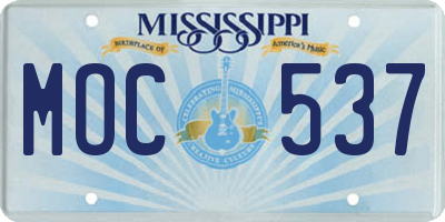 MS license plate MOC537