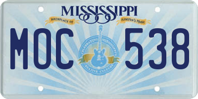 MS license plate MOC538
