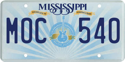 MS license plate MOC540