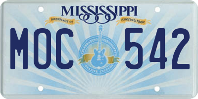 MS license plate MOC542