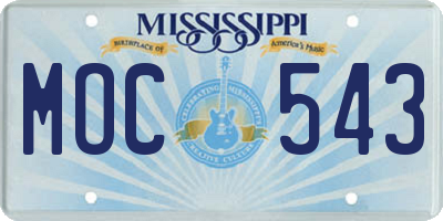 MS license plate MOC543