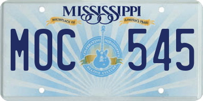 MS license plate MOC545