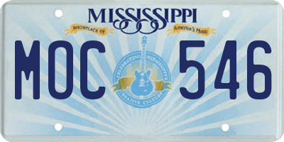 MS license plate MOC546