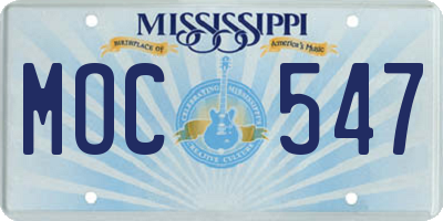 MS license plate MOC547