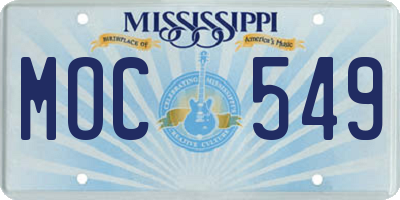 MS license plate MOC549