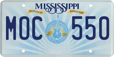 MS license plate MOC550