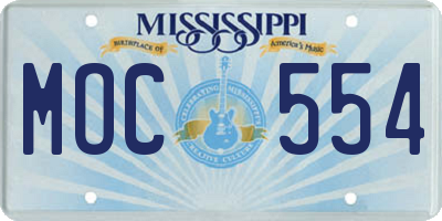MS license plate MOC554