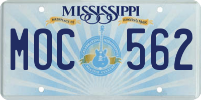 MS license plate MOC562
