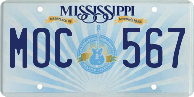 MS license plate MOC567