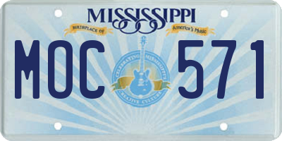 MS license plate MOC571