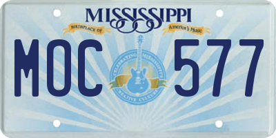 MS license plate MOC577