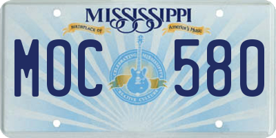 MS license plate MOC580