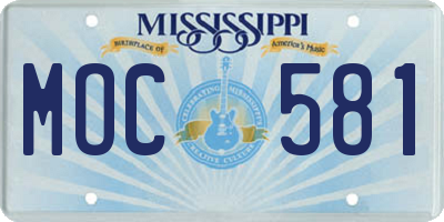 MS license plate MOC581