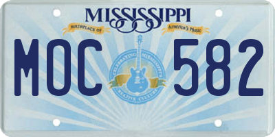 MS license plate MOC582