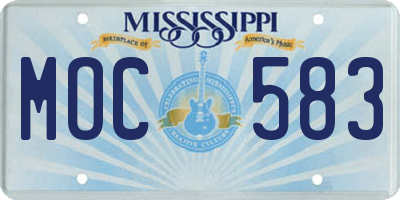 MS license plate MOC583