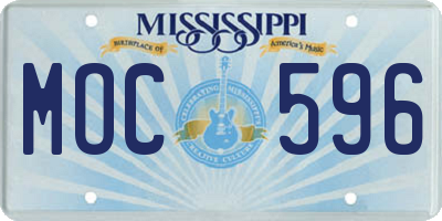 MS license plate MOC596