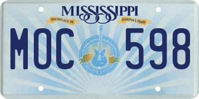 MS license plate MOC598