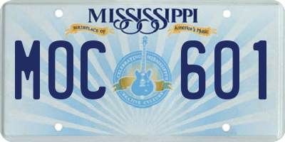 MS license plate MOC601
