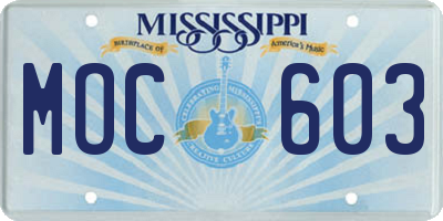MS license plate MOC603