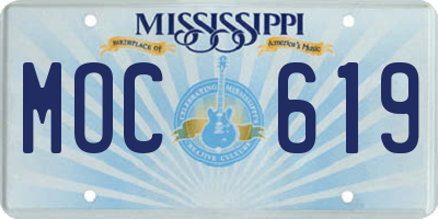 MS license plate MOC619