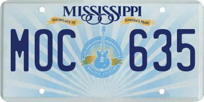 MS license plate MOC635