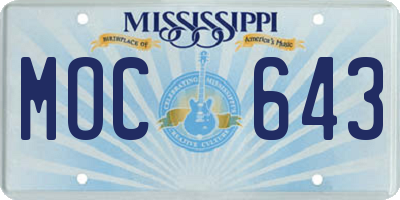 MS license plate MOC643
