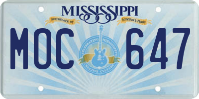 MS license plate MOC647