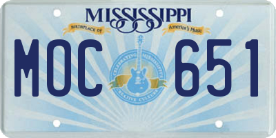 MS license plate MOC651
