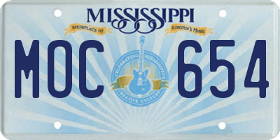 MS license plate MOC654