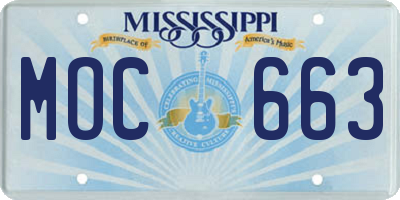 MS license plate MOC663