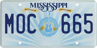 MS license plate MOC665