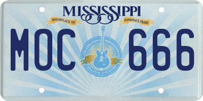 MS license plate MOC666