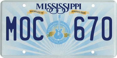 MS license plate MOC670