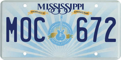 MS license plate MOC672