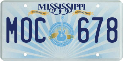 MS license plate MOC678