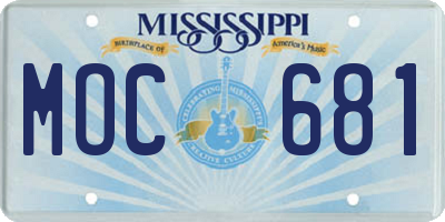 MS license plate MOC681