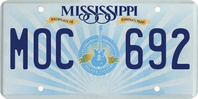 MS license plate MOC692