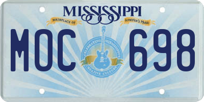 MS license plate MOC698