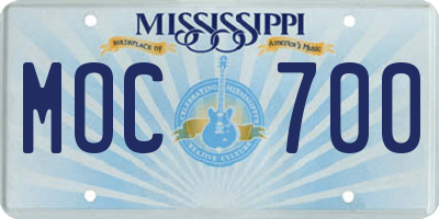 MS license plate MOC700