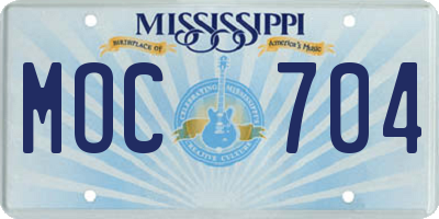 MS license plate MOC704