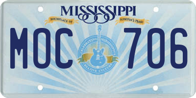 MS license plate MOC706