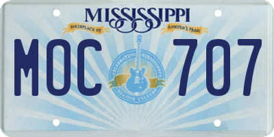 MS license plate MOC707