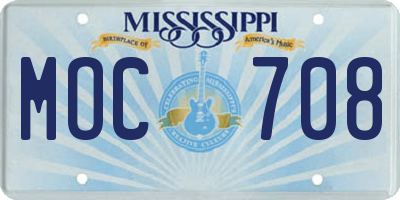 MS license plate MOC708