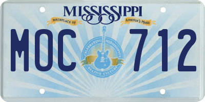 MS license plate MOC712