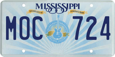 MS license plate MOC724