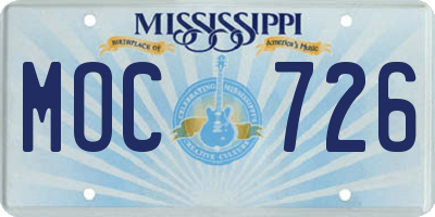 MS license plate MOC726
