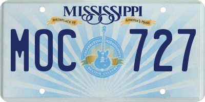 MS license plate MOC727
