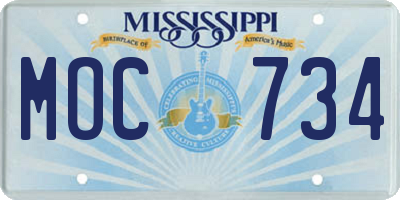 MS license plate MOC734